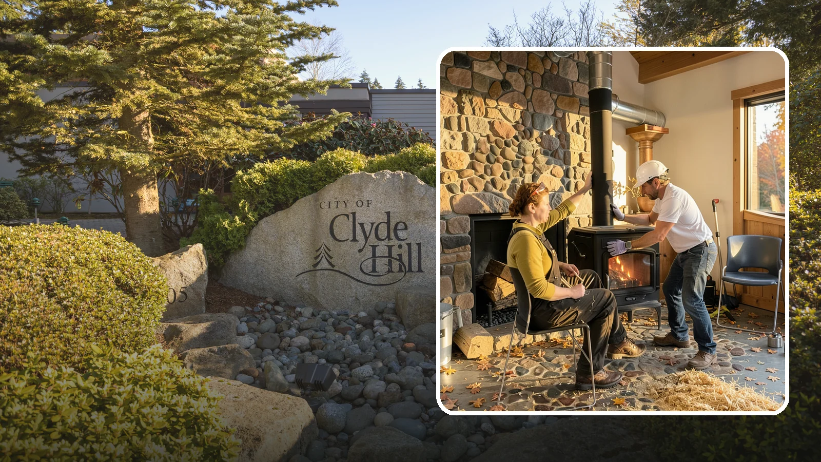 Wood Stove Installation in Clyde Hill, King County, WA - EPA-certified wood stoves installed with safe clearances and code-approved chimney systems.
