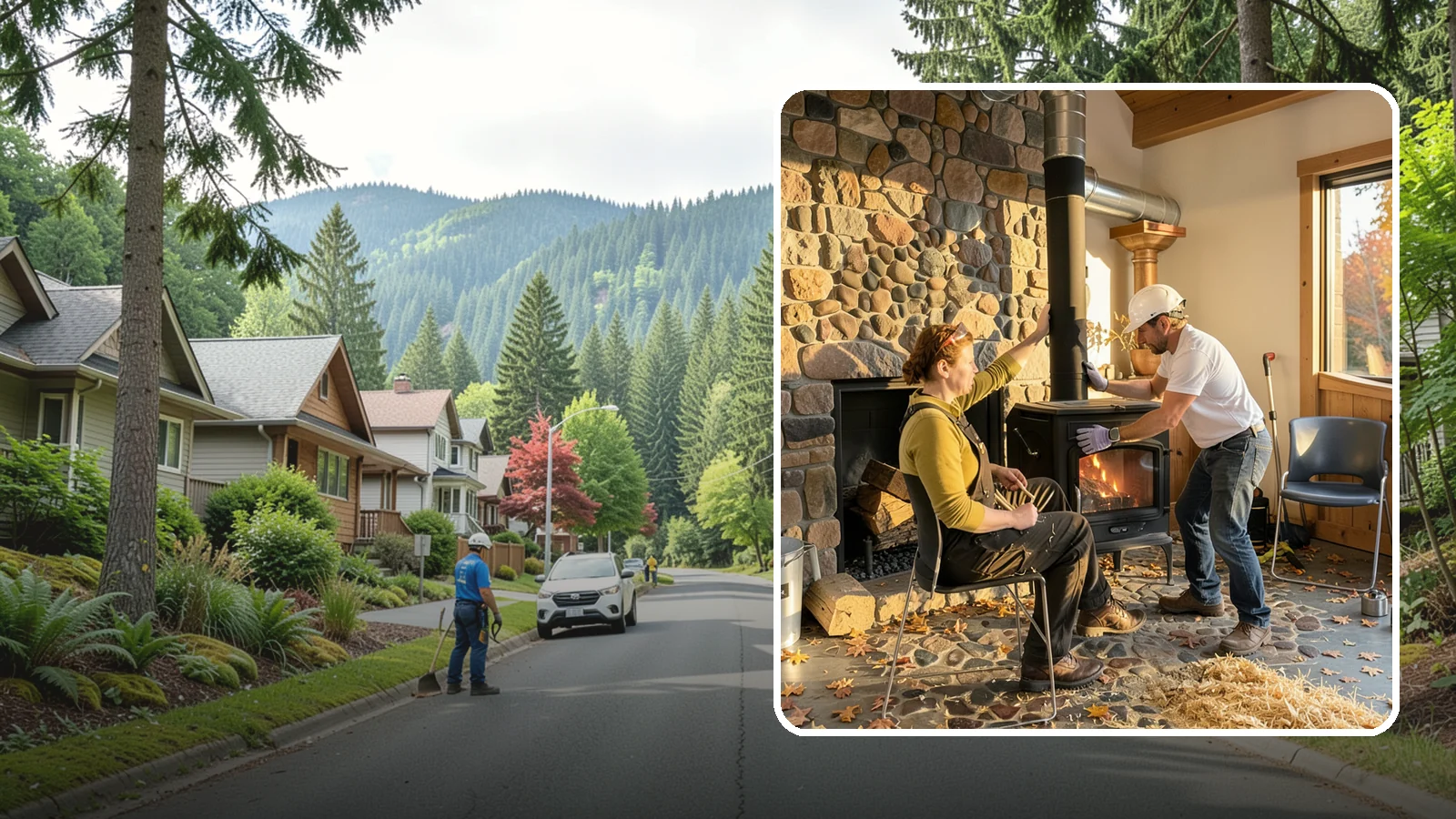 Wood Stove Installation in Darrington, Snohomish County, WA - EPA-certified wood stoves installed with safe clearances and code-approved chimney systems.