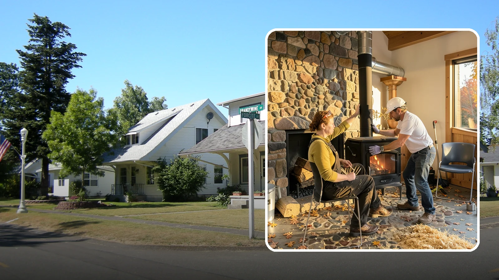 Wood Stove Installation in DuPont, Pierce County, WA - EPA-certified wood stoves installed with safe clearances and code-approved chimney systems.