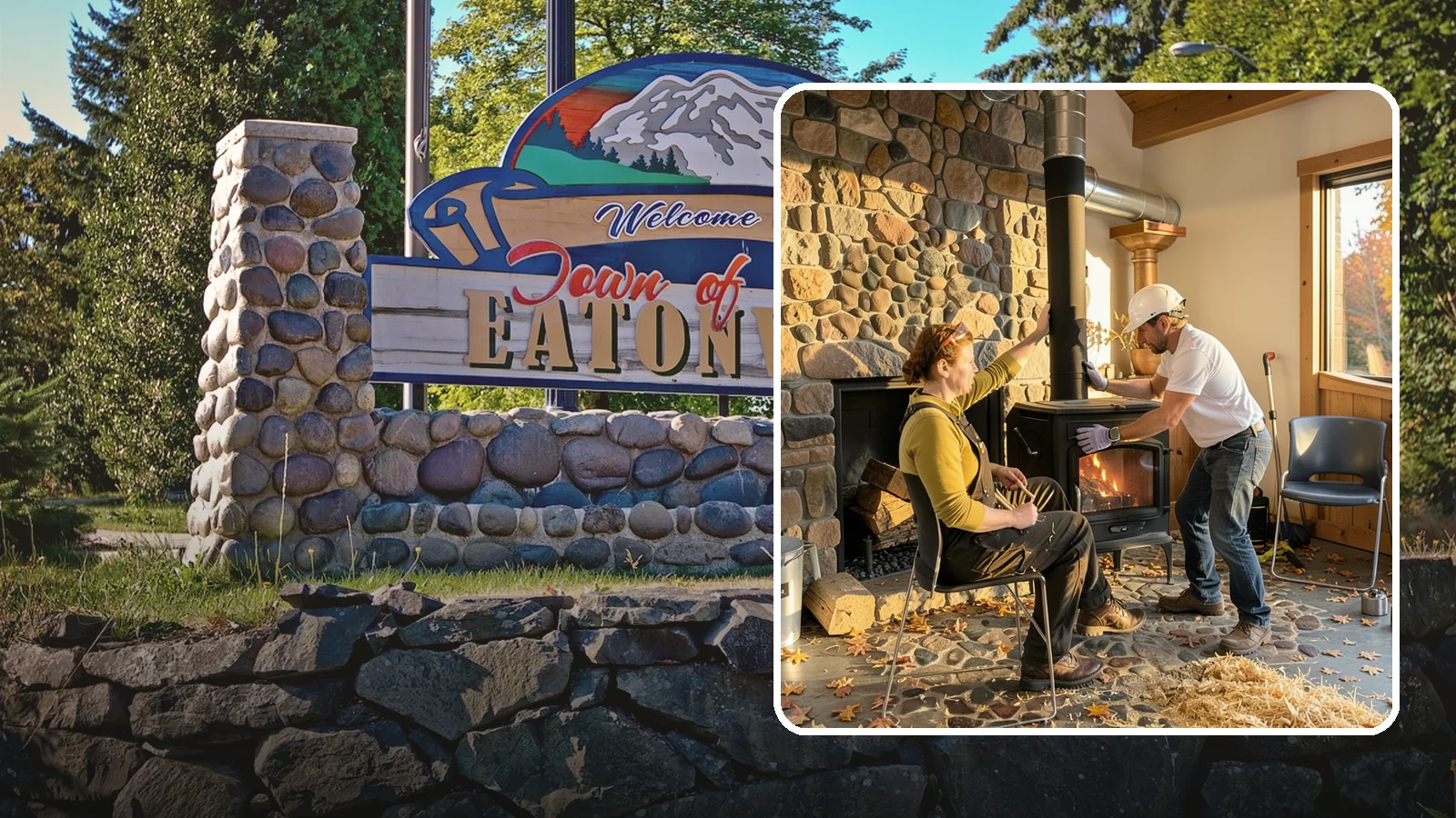 Wood Stove Installation in Eatonville, Pierce County, WA - EPA-certified wood stoves installed with safe clearances and code-approved chimney systems.