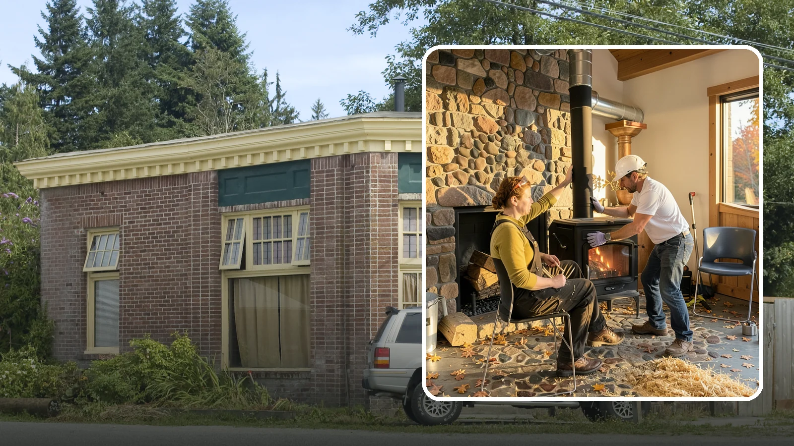 Wood Stove Installation in Hamilton, Skagit County, WA - EPA-certified wood stoves installed with safe clearances and code-approved chimney systems.