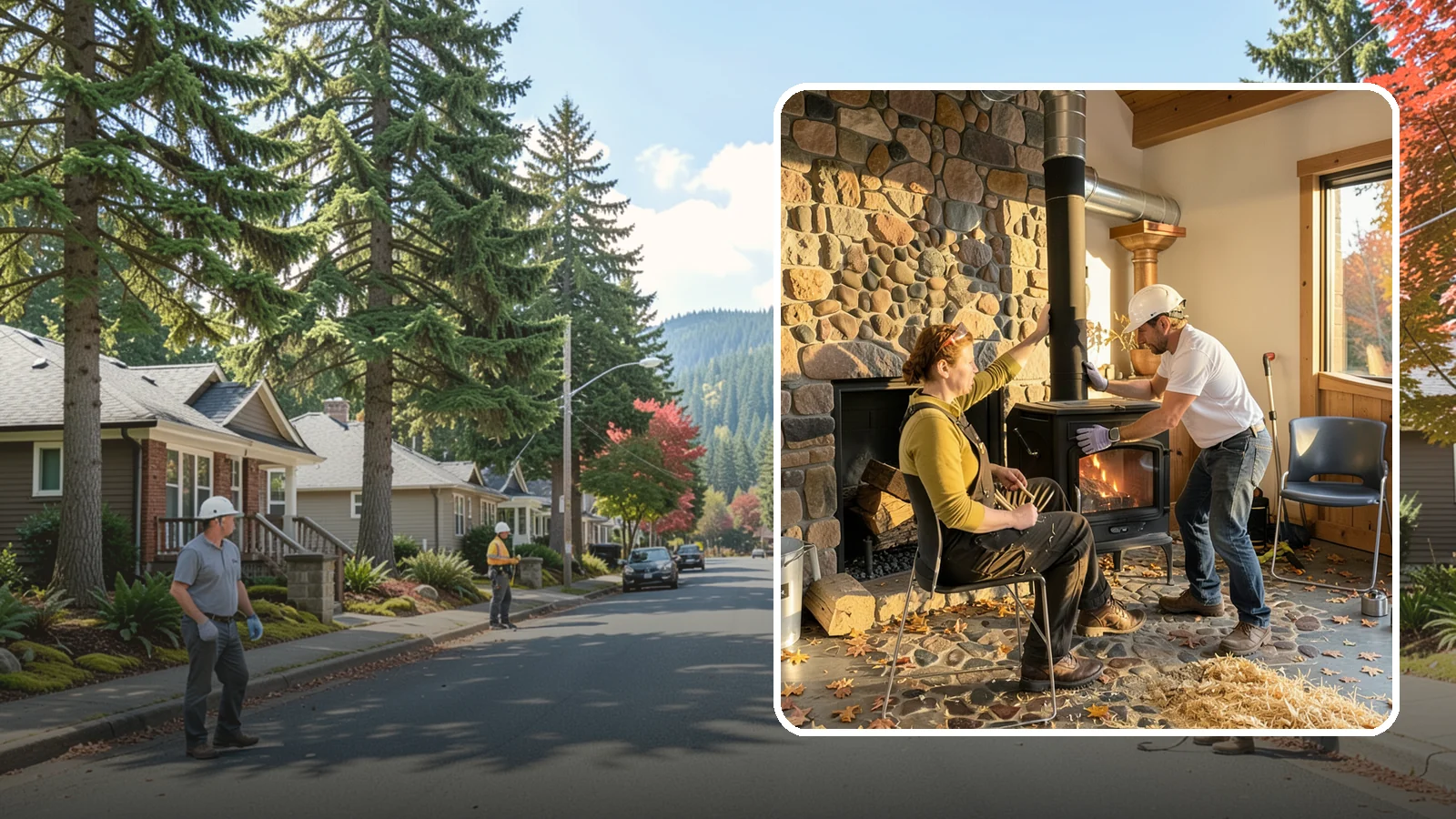Wood Stove Installation in Hunts Point, King County, WA - EPA-certified wood stoves installed with safe clearances and code-approved chimney systems.