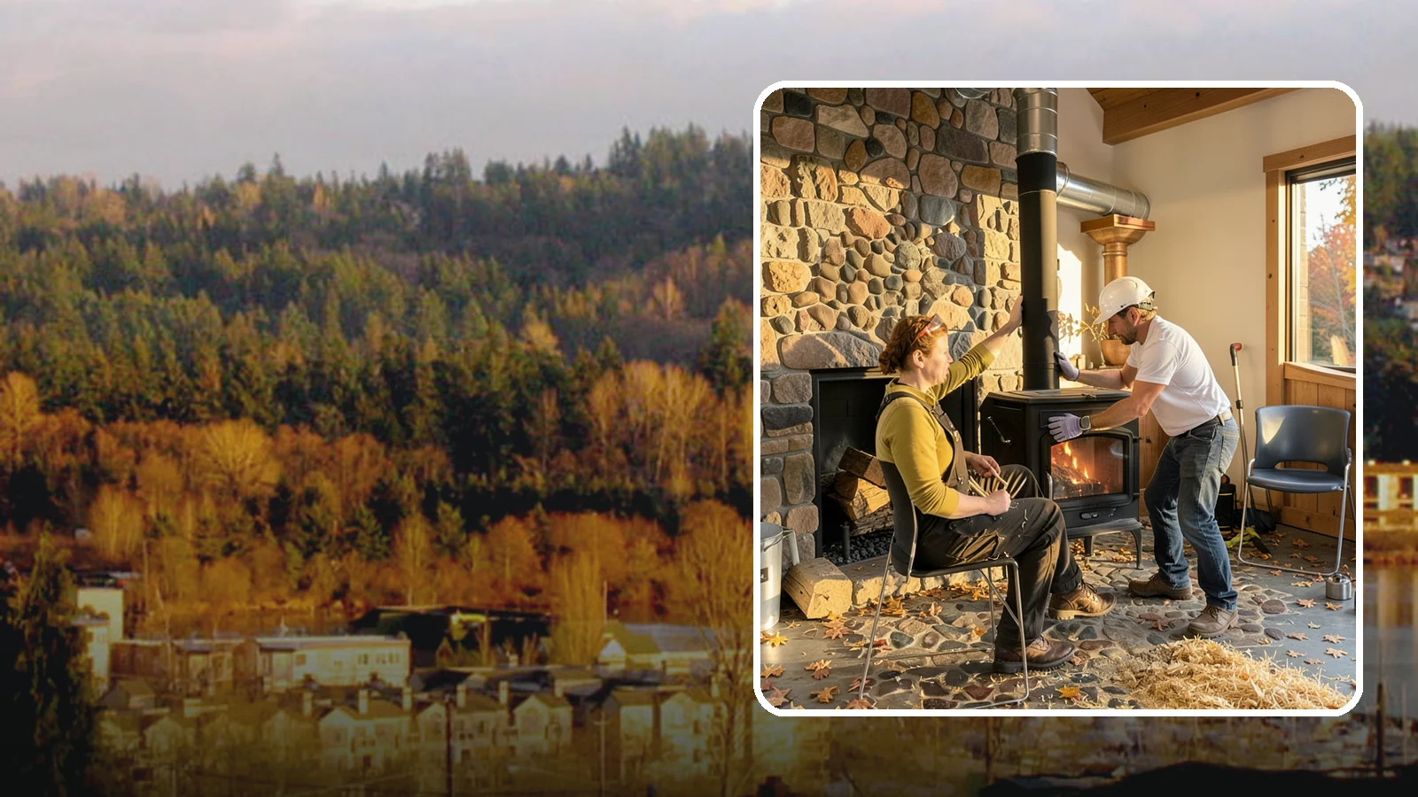 Wood Stove Installation in Kenmore, King County, WA - EPA-certified wood stoves installed with safe clearances and code-approved chimney systems.