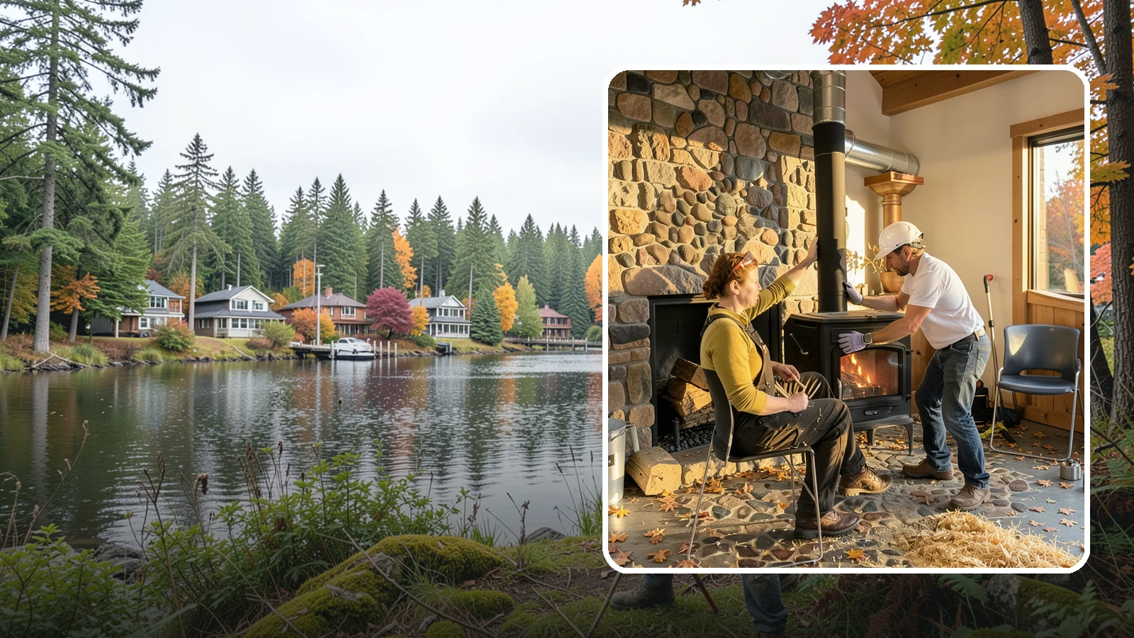 Wood Stove Installation in La Conner, Skagit County, WA - EPA-certified wood stoves installed with safe clearances and code-approved chimney systems.