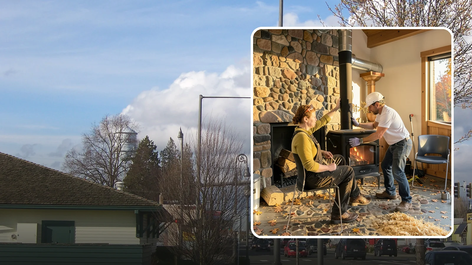 Wood Stove Installation in Marysville, Snohomish County, WA - EPA-certified wood stoves installed with safe clearances and code-approved chimney systems.