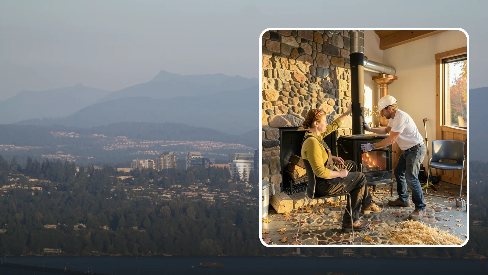 Wood Stove Installation in Medina, King County, WA - EPA-certified wood stoves installed with safe clearances and code-approved chimney systems.