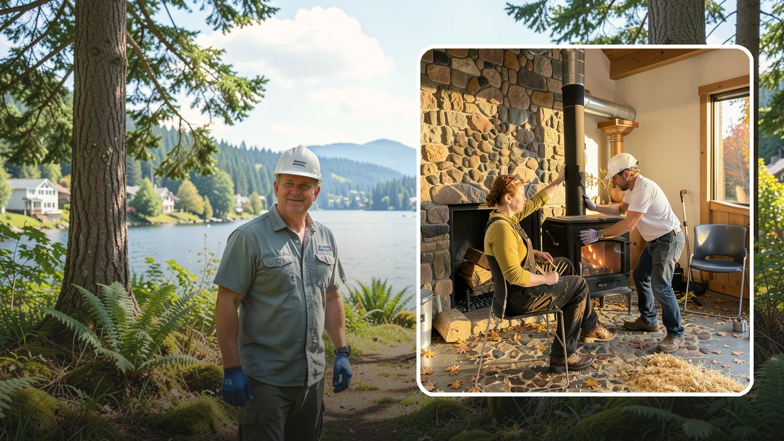 Wood Stove Installation in Milton, King County, WA - EPA-certified wood stoves installed with safe clearances and code-approved chimney systems.