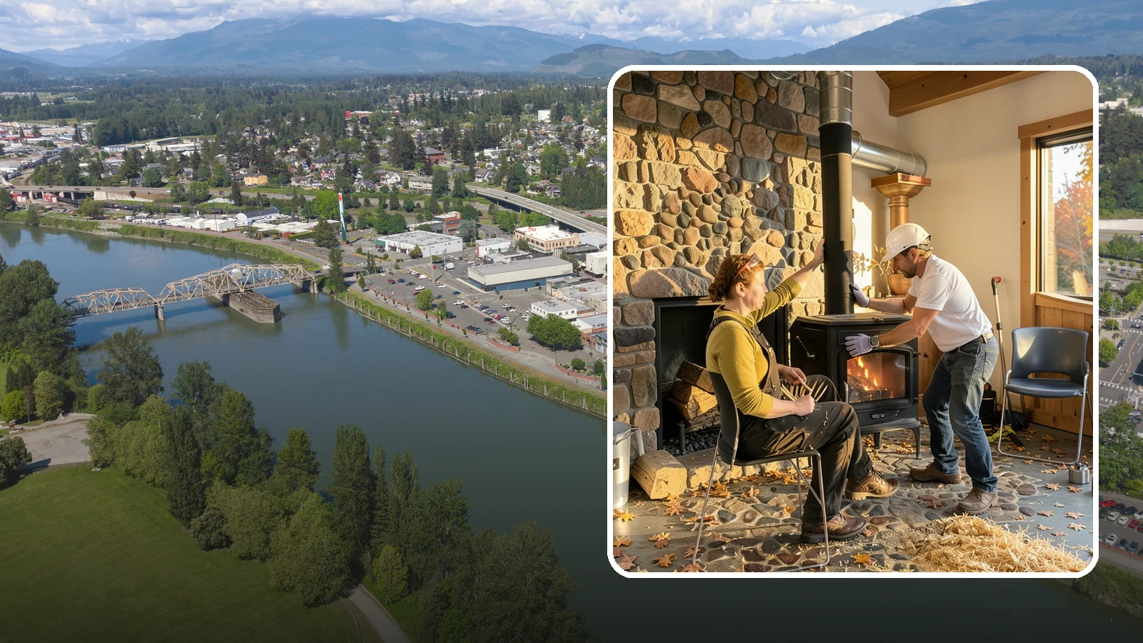 Wood Stove Installation in Mount Vernon, Skagit County, WA - EPA-certified wood stoves installed with safe clearances and code-approved chimney systems.