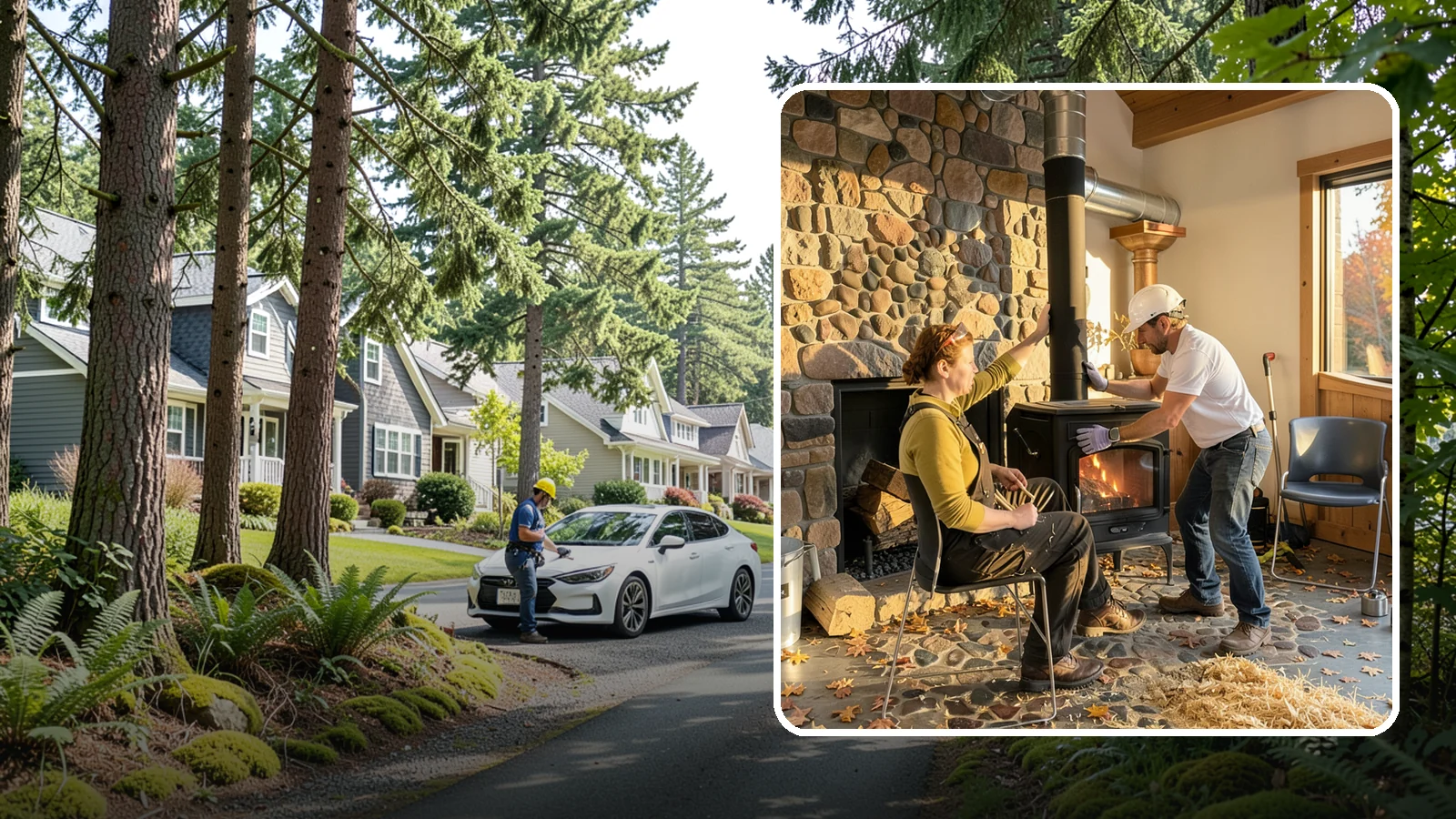 Wood Stove Installation in Normandy Park, King County, WA - EPA-certified wood stoves installed with safe clearances and code-approved chimney systems.