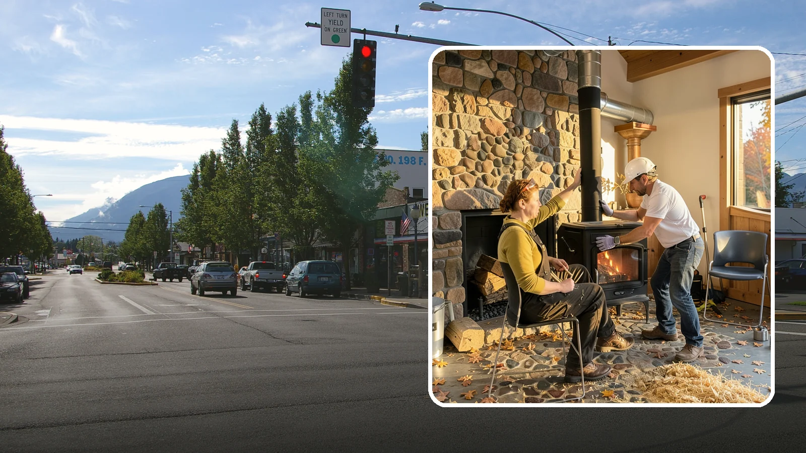Wood Stove Installation in North Bend, King County, WA - EPA-certified wood stoves installed with safe clearances and code-approved chimney systems.