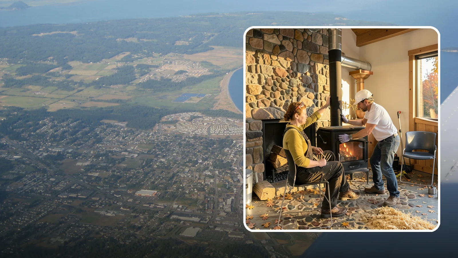 Wood Stove Installation in Oak Harbor, Island County, WA - EPA-certified wood stoves installed with safe clearances and code-approved chimney systems.