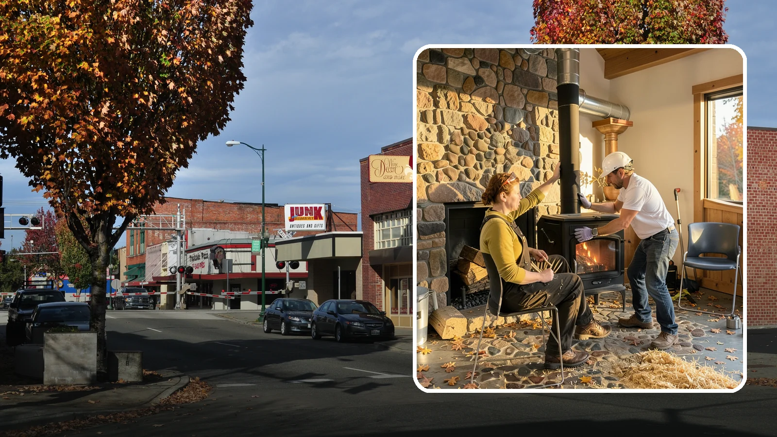 Wood Stove Installation in Puyallup, Pierce County, WA - EPA-certified wood stoves installed with safe clearances and code-approved chimney systems.