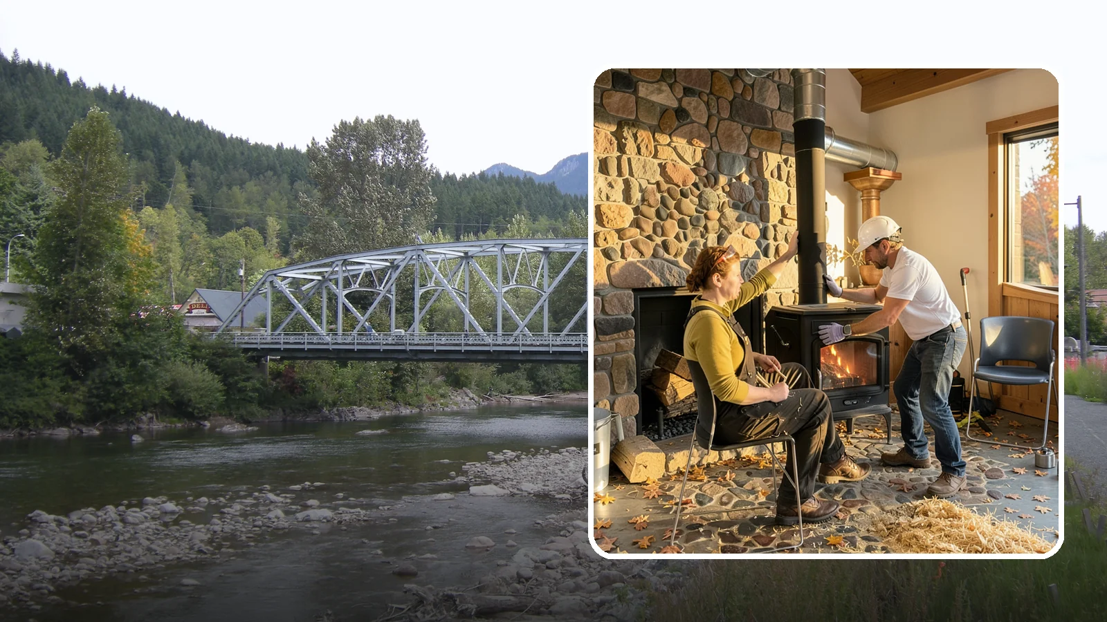 Wood Stove Installation in Skykomish, King County, WA - EPA-certified wood stoves installed with safe clearances and code-approved chimney systems.