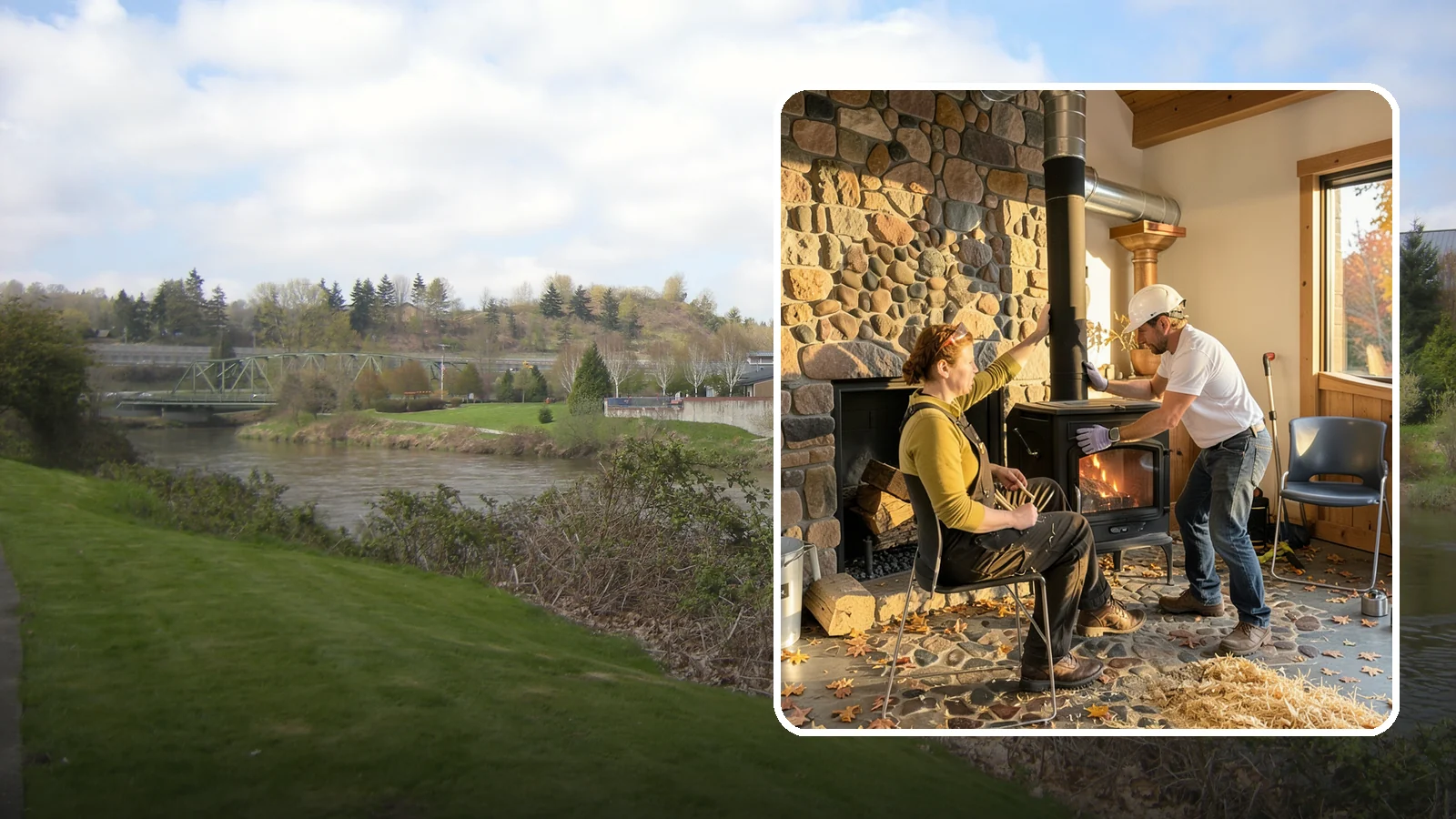Wood Stove Installation in Tukwila, King County, WA - EPA-certified wood stoves installed with safe clearances and code-approved chimney systems.