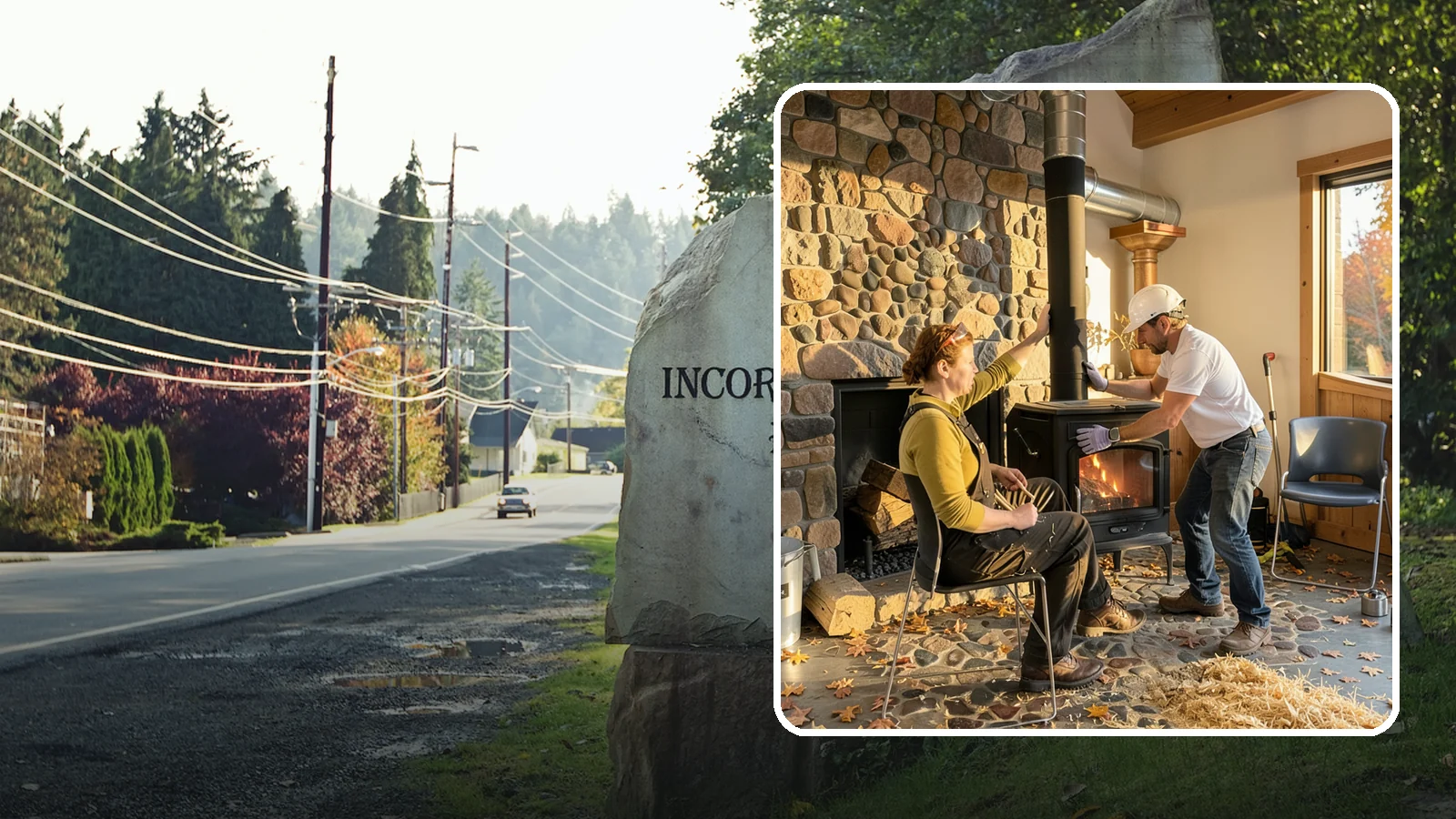 Wood Stove Installation in Wilkeson, Pierce County, WA - EPA-certified wood stoves installed with safe clearances and code-approved chimney systems.