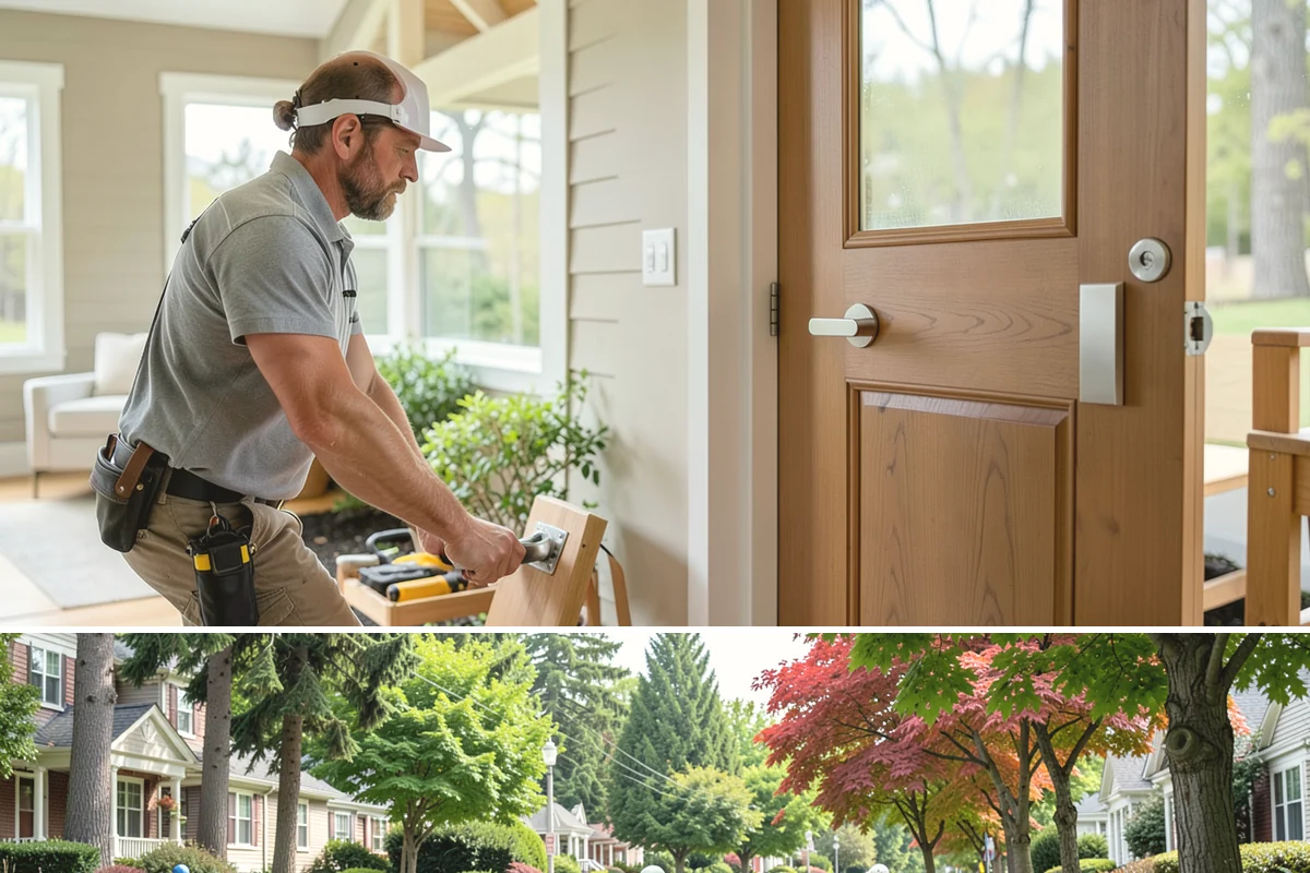 Wood Window Installation in Beaux Arts Village, King County, WA - Wood windows are best installed and finished during drier weather to protect exposed material, and we carefully cover openings...