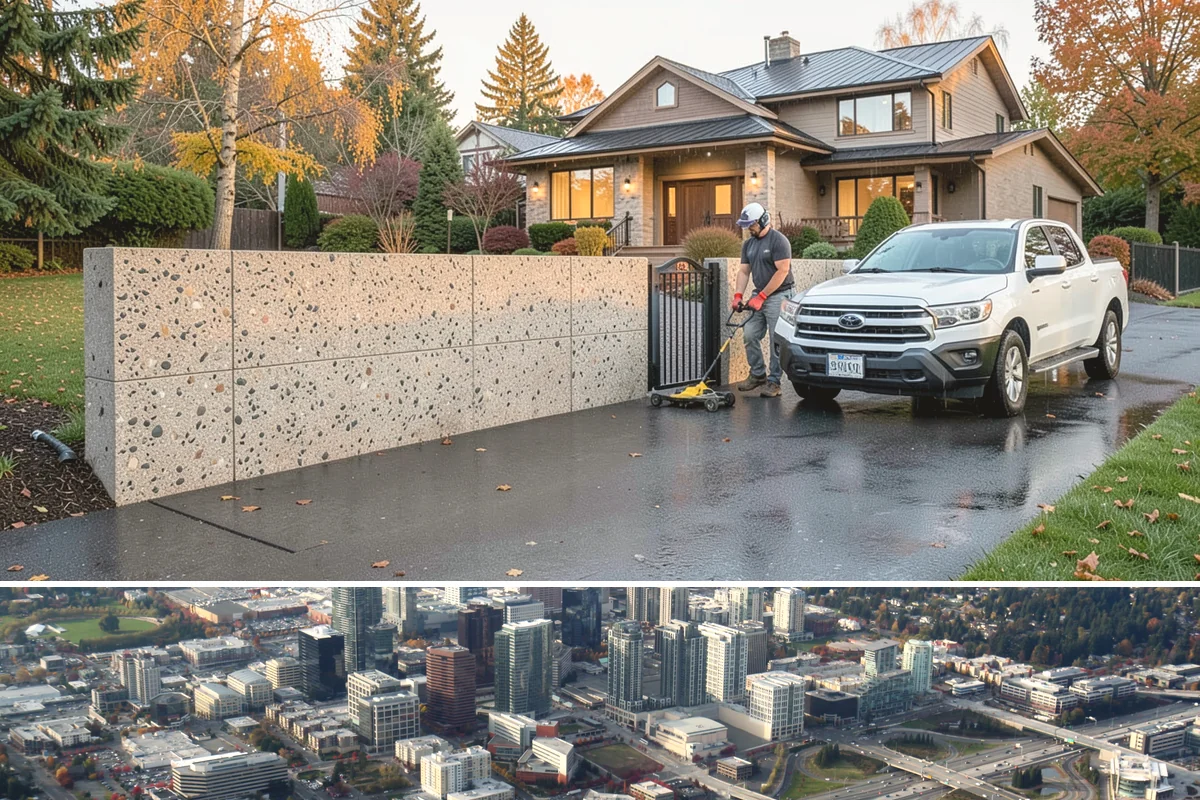 Wood Window Installation in Bellevue, King County, WA - Wood windows are best installed and finished during drier weather to protect exposed material, and we carefully cover openings...
