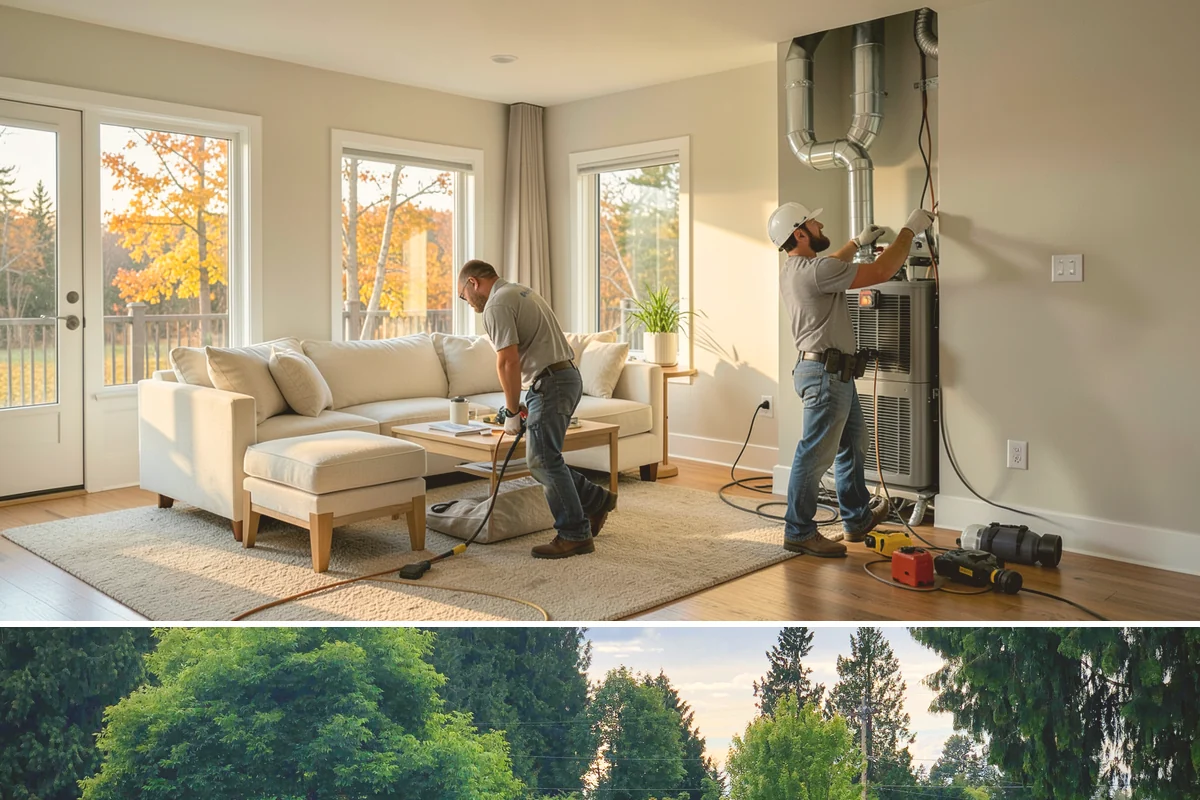 Wood Window Installation in Bonney Lake, Pierce County, WA - Wood windows are best installed and finished during drier weather to protect exposed material, and we carefully cover openings...