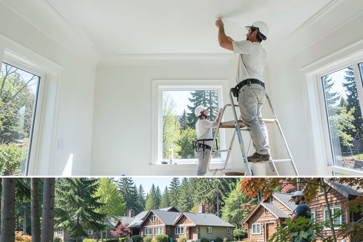 Wood Window Installation in Edgewood, Pierce County, WA - Wood windows are best installed and finished during drier weather to protect exposed material, and we carefully cover openings...