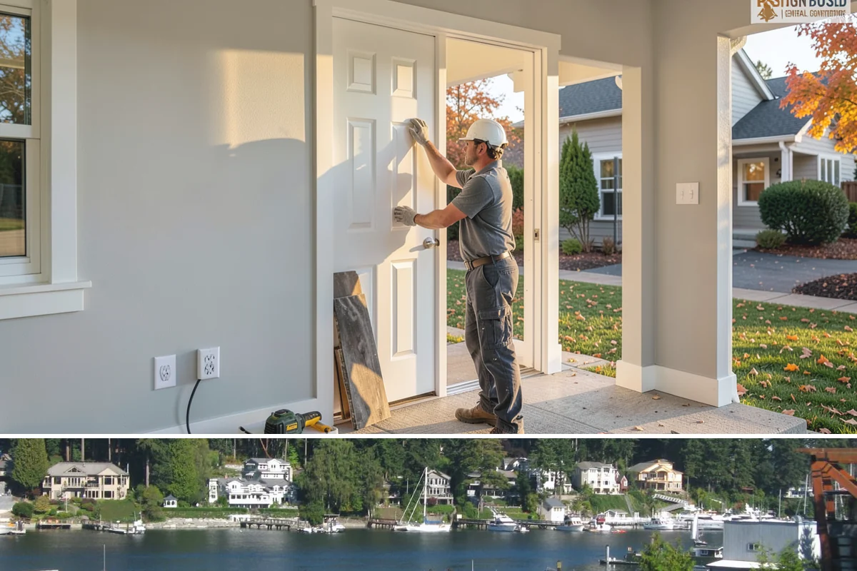 Wood Window Installation in Gig Harbor, Pierce County, WA - Wood windows are best installed and finished during drier weather to protect exposed material, and we carefully cover openings...