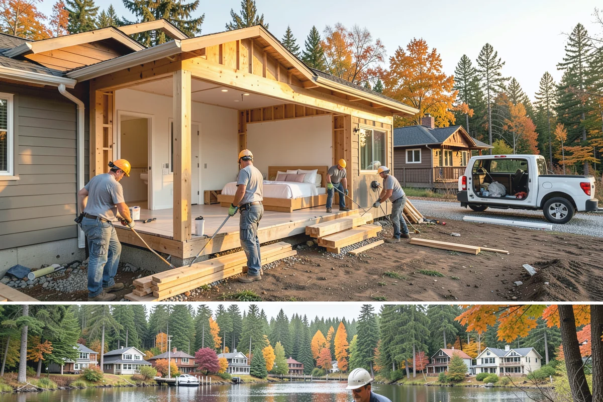 Wood Window Installation in La Conner, Skagit County, WA - Wood windows are best installed and finished during drier weather to protect exposed material, and we carefully cover openings...