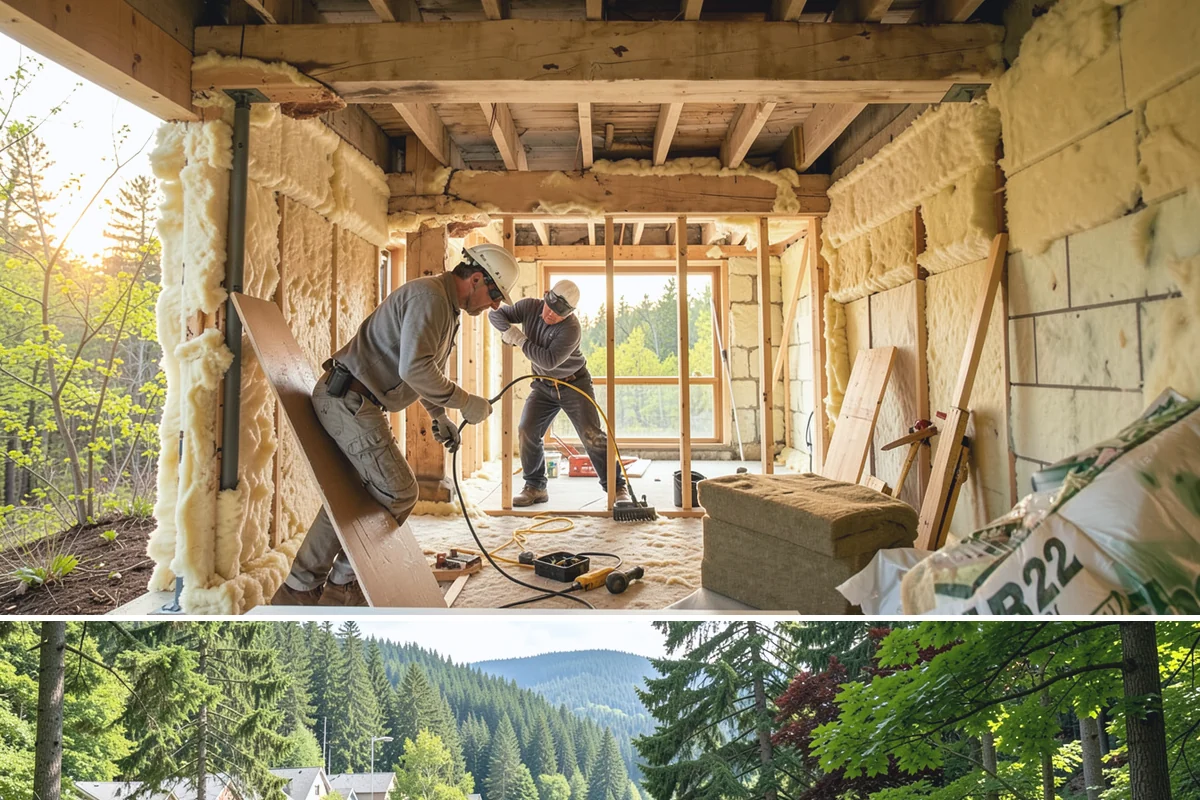 Wood Window Installation in Lake Forest Park, King County, WA - Wood windows are best installed and finished during drier weather to protect exposed material, and we carefully cover openings...