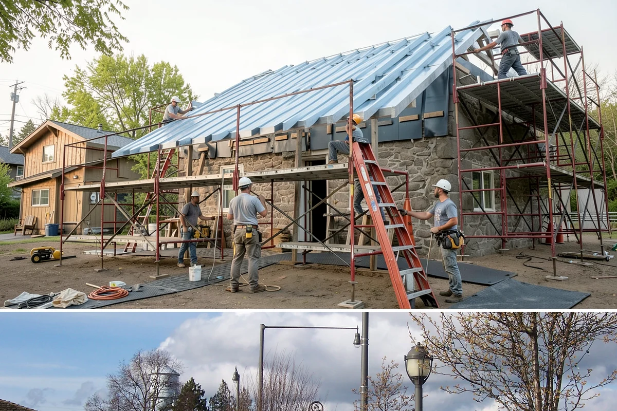 Wood Window Installation in Marysville, Snohomish County, WA - Wood windows are best installed and finished during drier weather to protect exposed material, and we carefully cover openings...