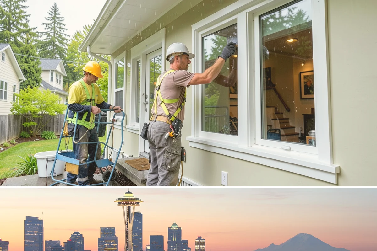 Wood Window Installation in Seattle, King County, WA - Wood windows are best installed and finished during drier weather to protect exposed material, and we carefully cover openings...