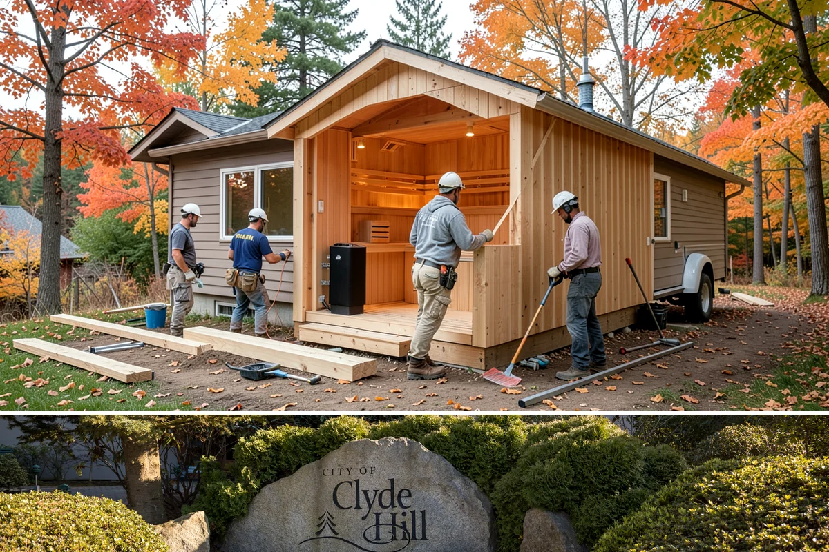 Workshop Construction in Clyde Hill, King County, WA - We frame and dry-in during the summer so interior wiring and finishing can continue through the wet season.