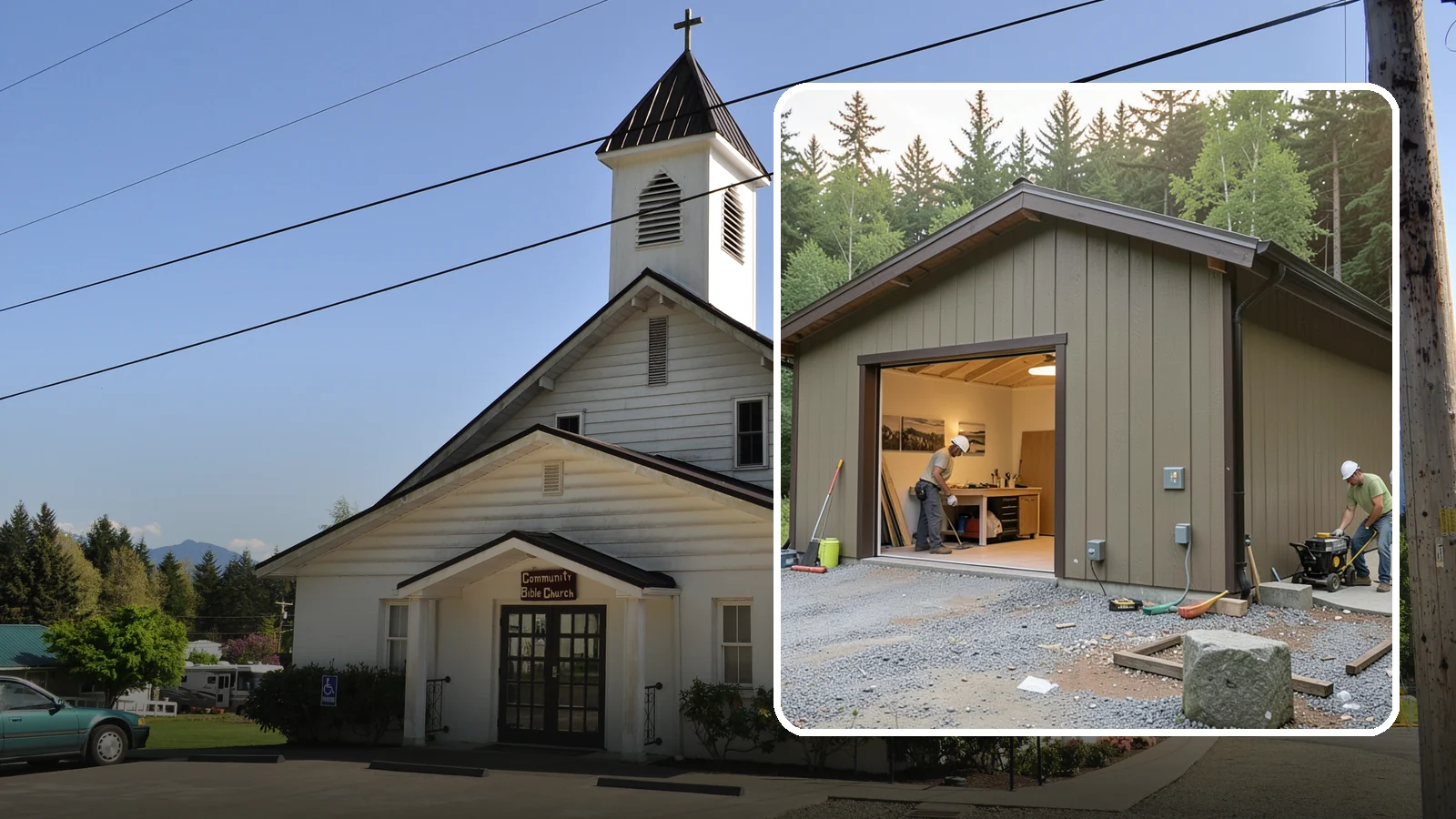 Workshop Construction in Concrete, Skagit County, WA - A dedicated workshop building equipped with power, lighting, and durable finishes.