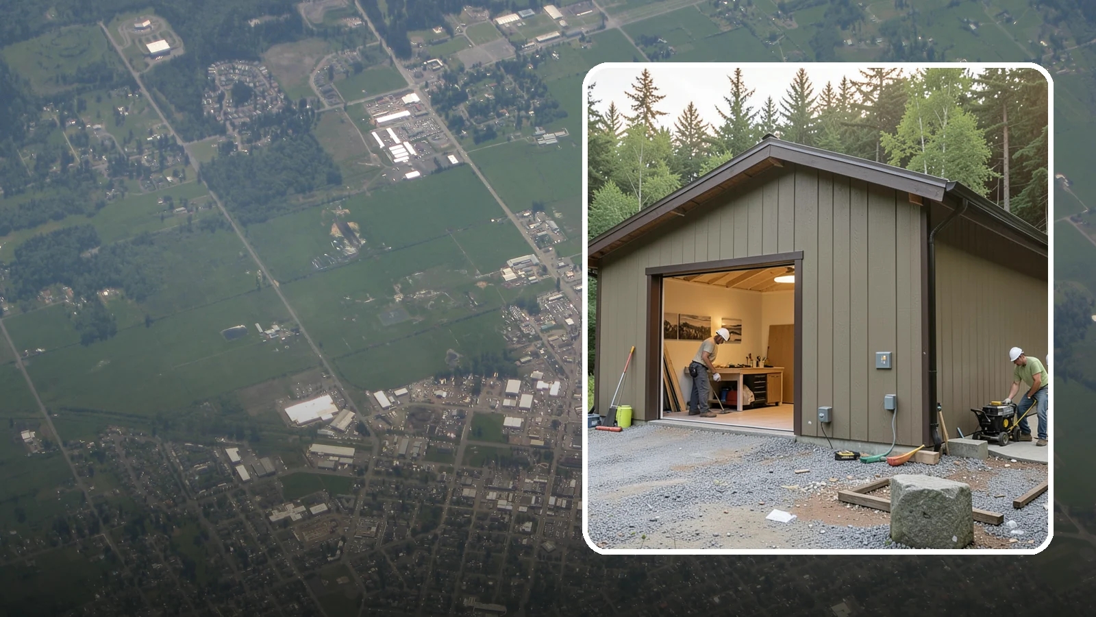 Workshop Construction in Enumclaw, King County, WA - A dedicated workshop building equipped with power, lighting, and durable finishes.