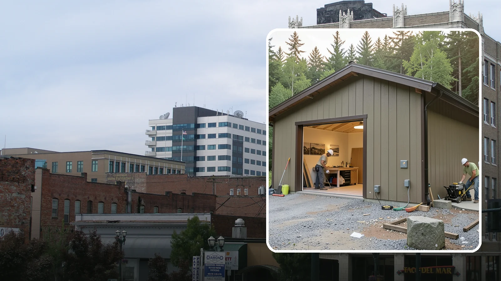 Workshop Construction in Everett, Snohomish County, WA - A dedicated workshop building equipped with power, lighting, and durable finishes.