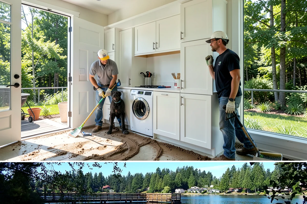 Workshop Construction in Federal Way, King County, WA - We frame and dry-in during the summer so interior wiring and finishing can continue through the wet season.