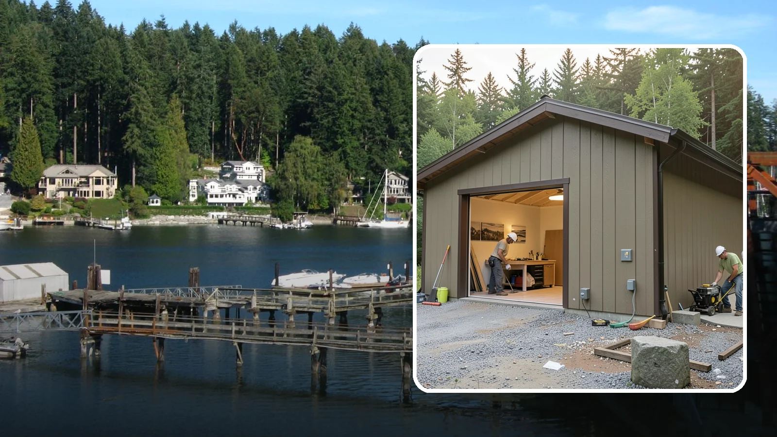 Workshop Construction in Gig Harbor, Pierce County, WA - A dedicated workshop building equipped with power, lighting, and durable finishes.