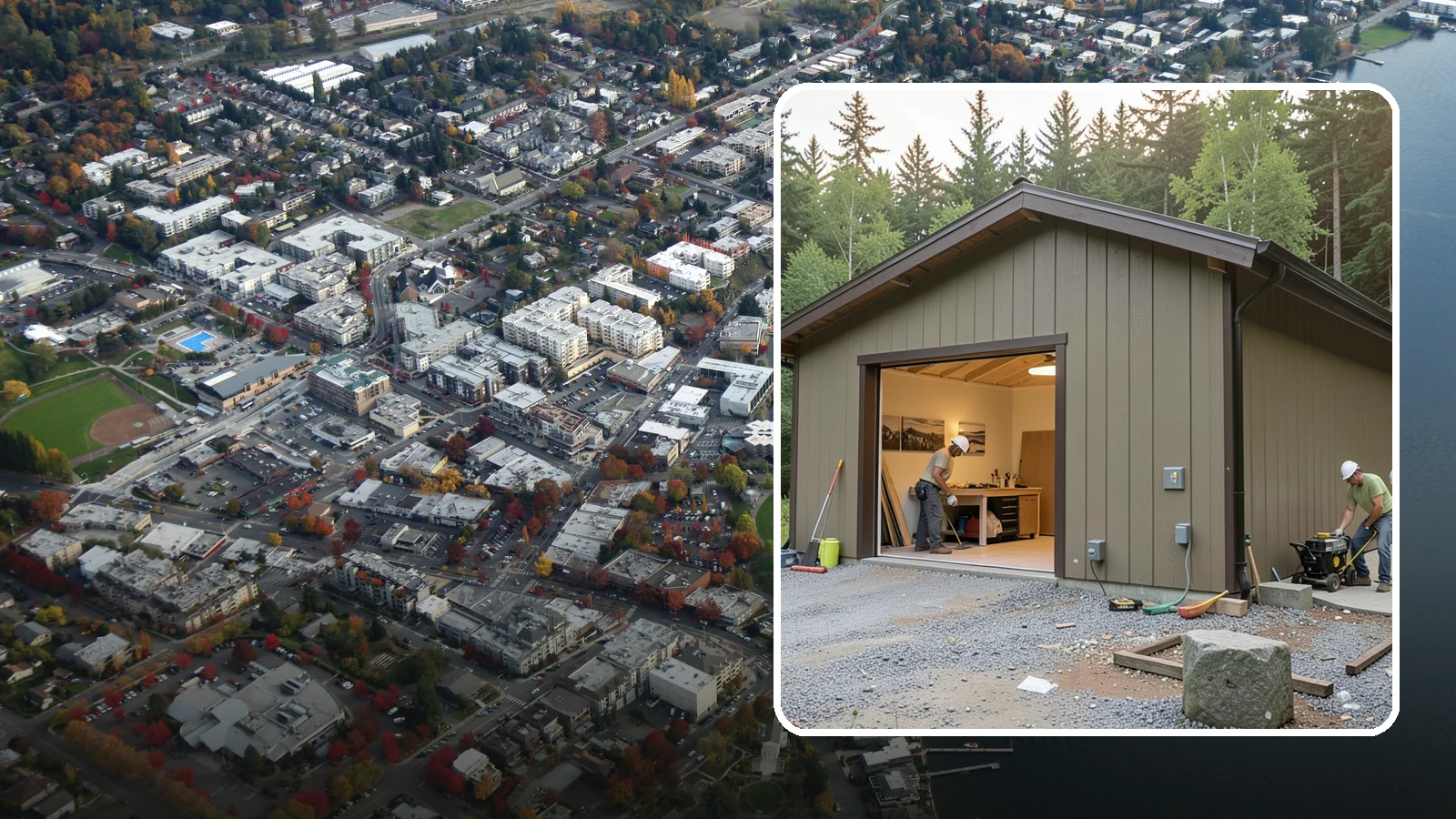 Workshop Construction in Kirkland, King County, WA - A dedicated workshop building equipped with power, lighting, and durable finishes.