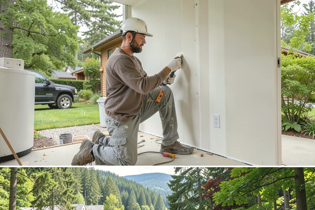 Workshop Construction in Lake Forest Park, King County, WA - We frame and dry-in during the summer so interior wiring and finishing can continue through the wet season.