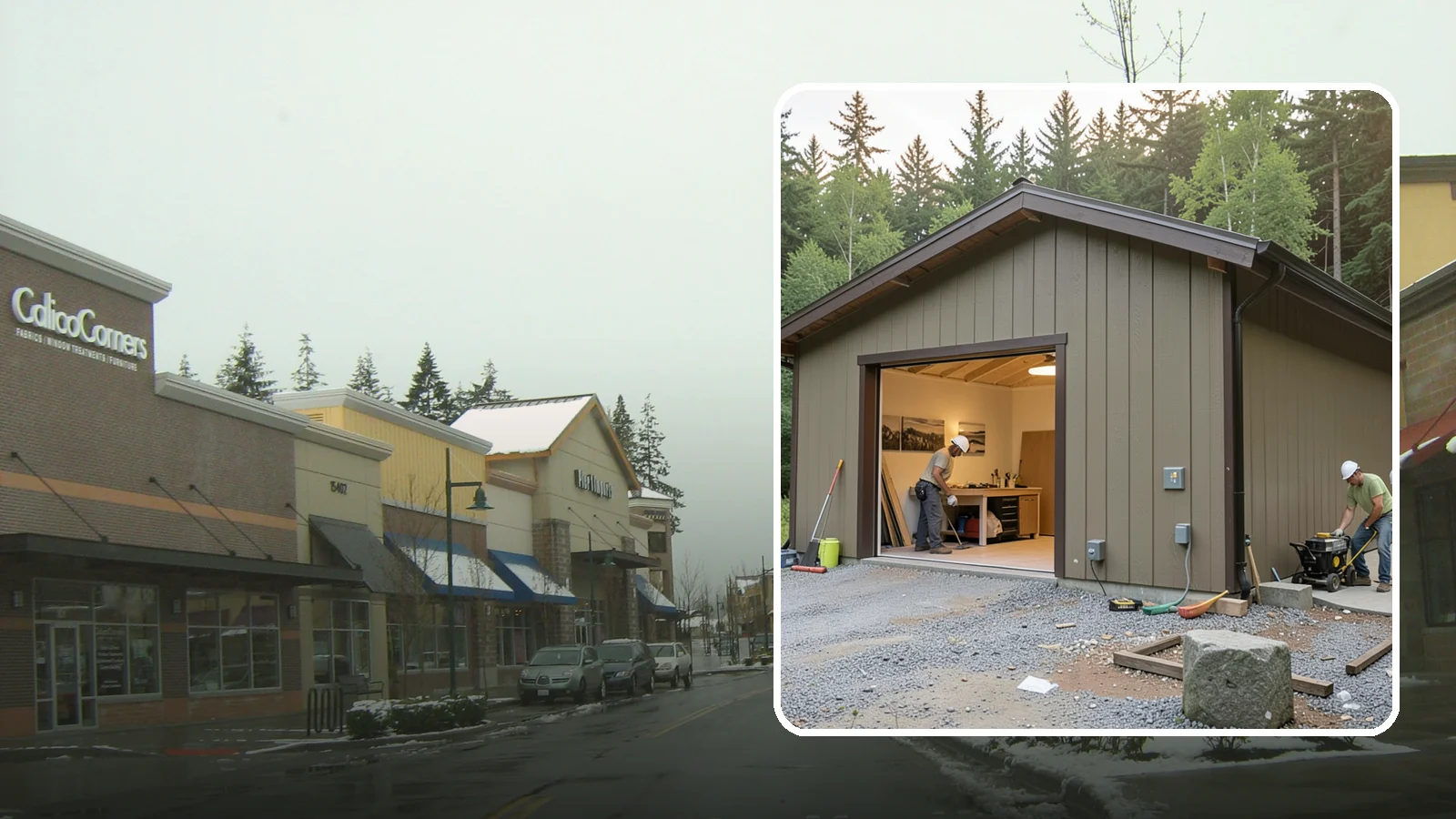 Workshop Construction in Mill Creek, Snohomish County, WA - A dedicated workshop building equipped with power, lighting, and durable finishes.