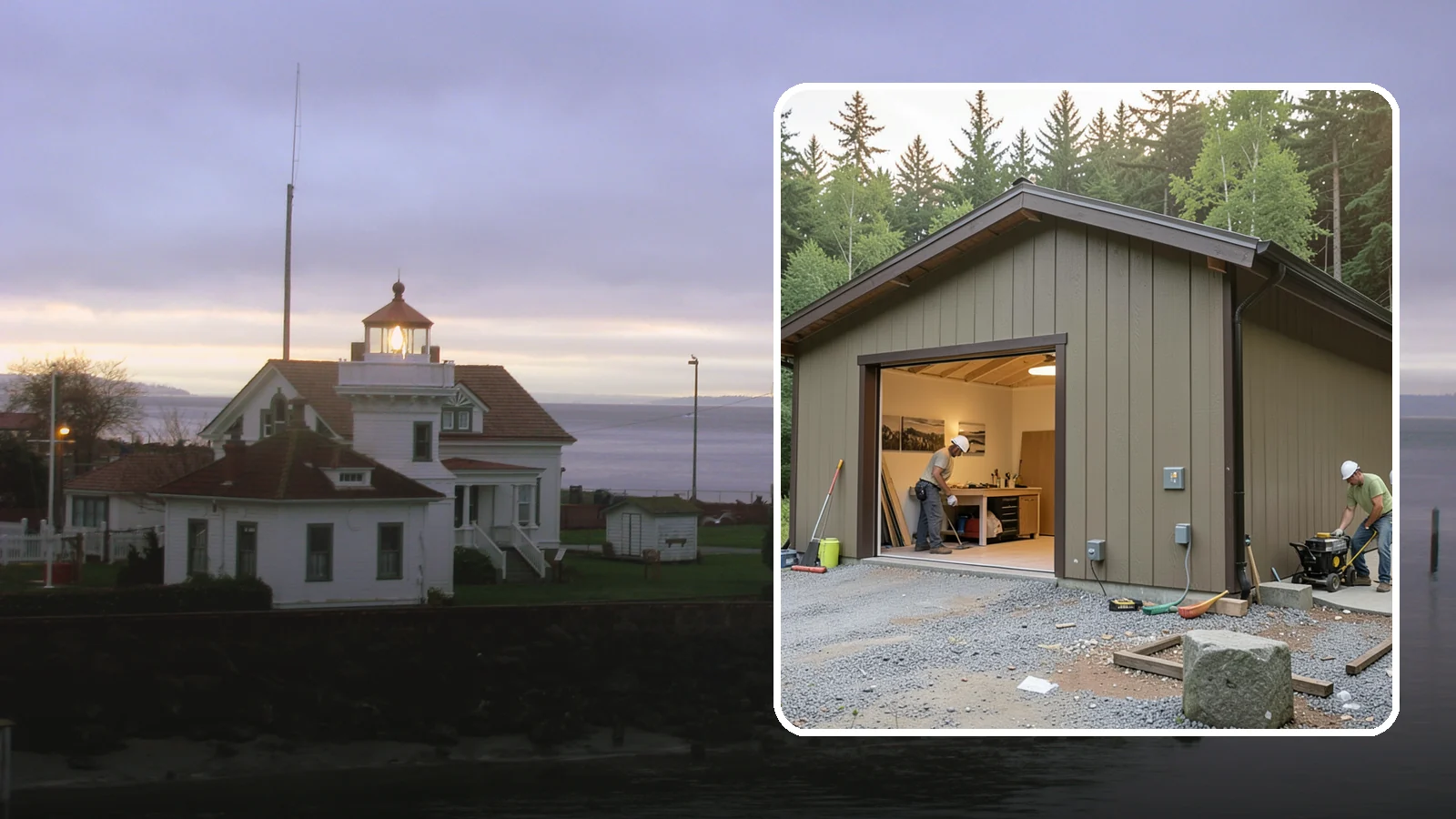 Workshop Construction in Mukilteo, Snohomish County, WA - A dedicated workshop building equipped with power, lighting, and durable finishes.