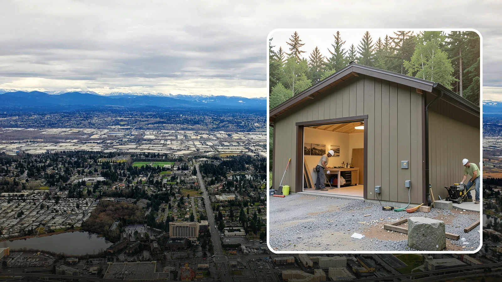 Workshop Construction in SeaTac, King County, WA - A dedicated workshop building equipped with power, lighting, and durable finishes.