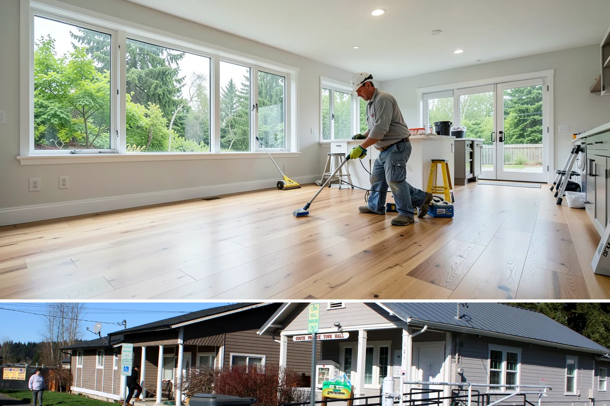 Workshop Construction in South Prairie, Pierce County, WA - We frame and dry-in during the summer so interior wiring and finishing can continue through the wet season.