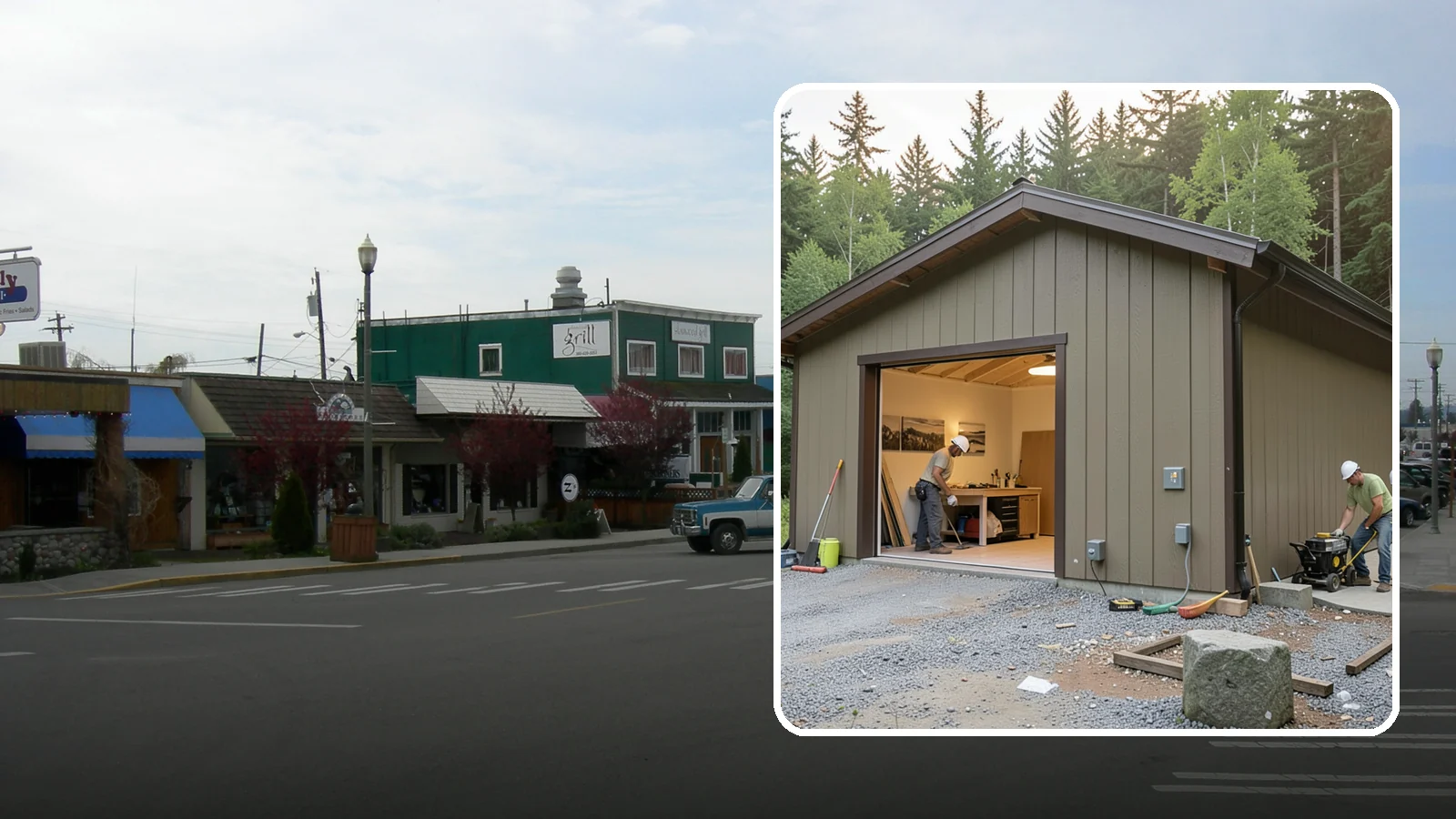 Workshop Construction in Stanwood, Snohomish County, WA - A dedicated workshop building equipped with power, lighting, and durable finishes.