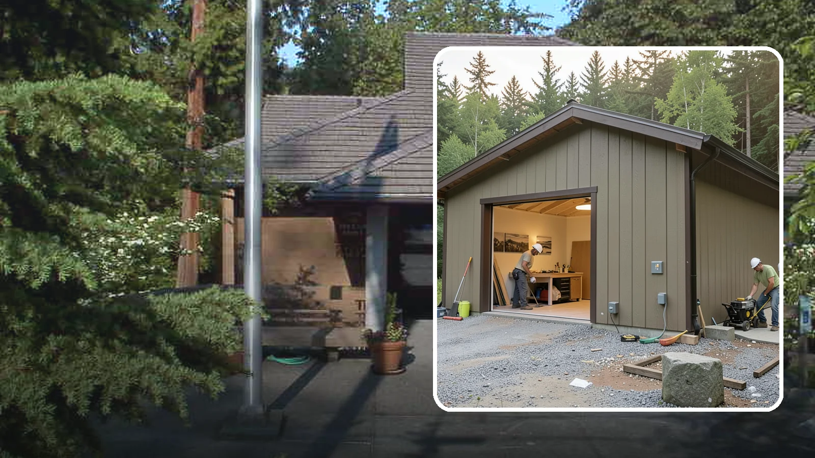 Workshop Construction in Yarrow Point, King County, WA - A dedicated workshop building equipped with power, lighting, and durable finishes.