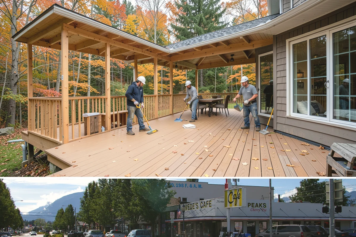 Wraparound Addition in North Bend, King County, WA - Given the extensive roof and wall work, we sequence framing and dry-in through the dry summer season.
