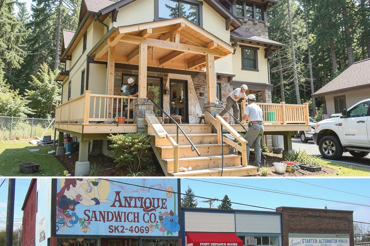 Wraparound Addition in Ruston, Pierce County, WA - Given the extensive roof and wall work, we sequence framing and dry-in through the dry summer season.