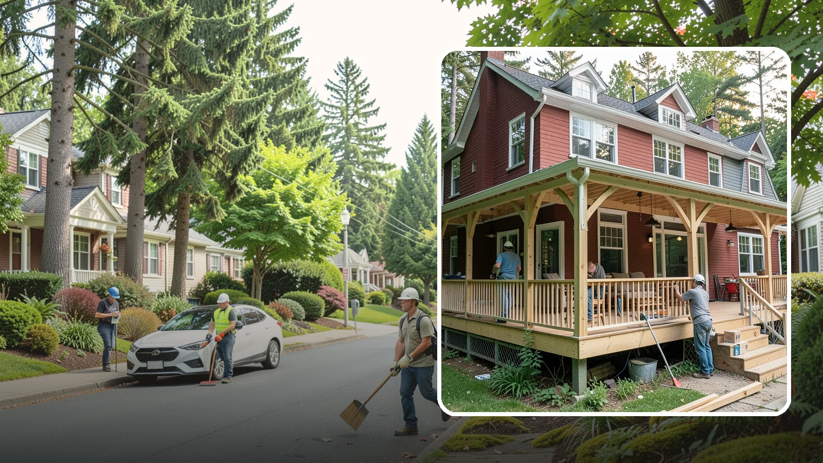 Wraparound Porch Construction in Beaux Arts Village, King County, WA - Wraparound porch construction that wraps your home in classic, usable covered space.
