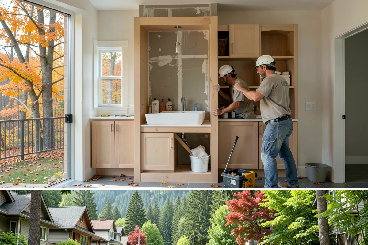 Wraparound Porch Construction in Darrington, Snohomish County, WA - The extended dry season from summer into early fall is best for the large-scale roof work a wraparound requires.
