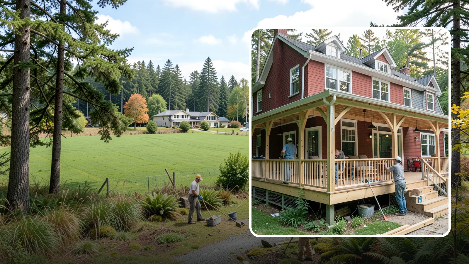 Wraparound Porch Construction in Lyman, Skagit County, WA - Wraparound porch construction that wraps your home in classic, usable covered space.