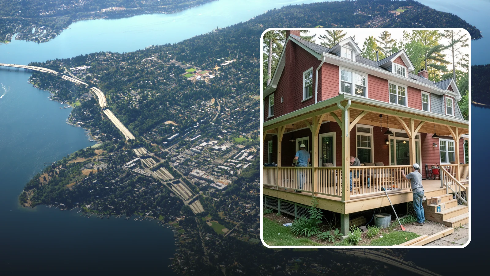 Wraparound Porch Construction in Mercer Island, King County, WA - Wraparound porch construction that wraps your home in classic, usable covered space.