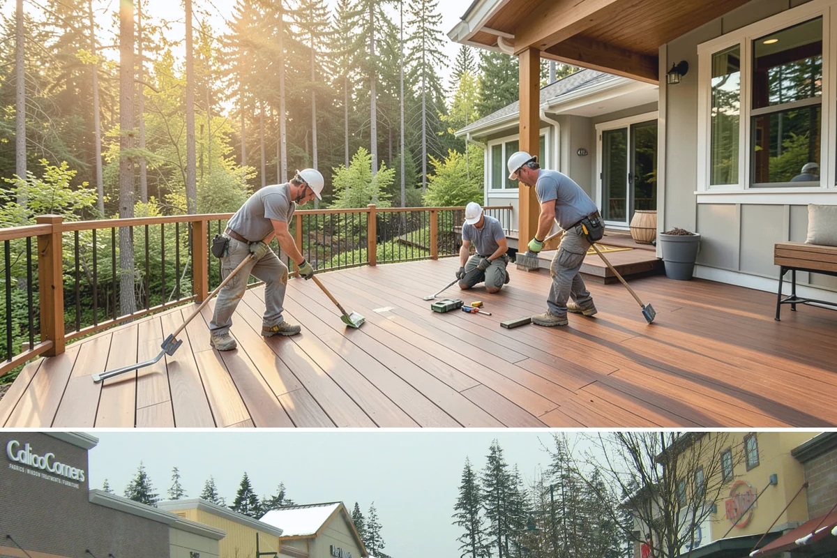 Wraparound Porch Construction in Mill Creek, Snohomish County, WA - The extended dry season from summer into early fall is best for the large-scale roof work a wraparound requires.