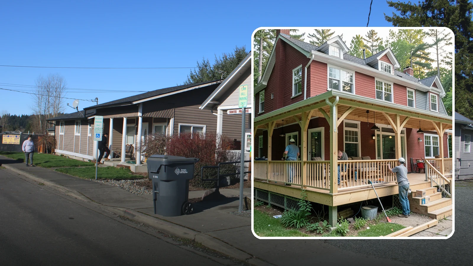 Wraparound Porch Construction in South Prairie, Pierce County, WA - Wraparound porch construction that wraps your home in classic, usable covered space.